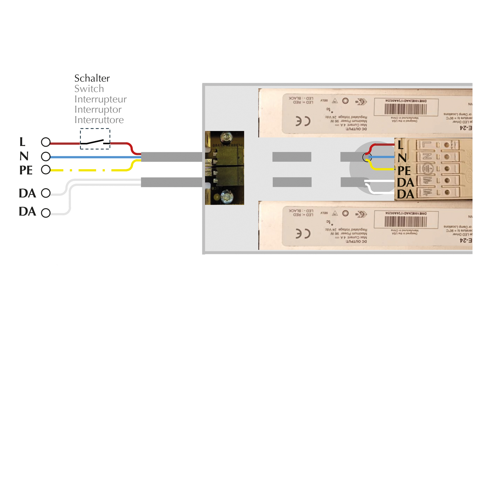 POWER FEED + POWERSUPPLY DALI 195 MICRO, 2x100W, PC1, L: 195mm POWER FEED + POWERSUPPLY DALI 195 MICRO, 2x100W, PC1, L: 195mm